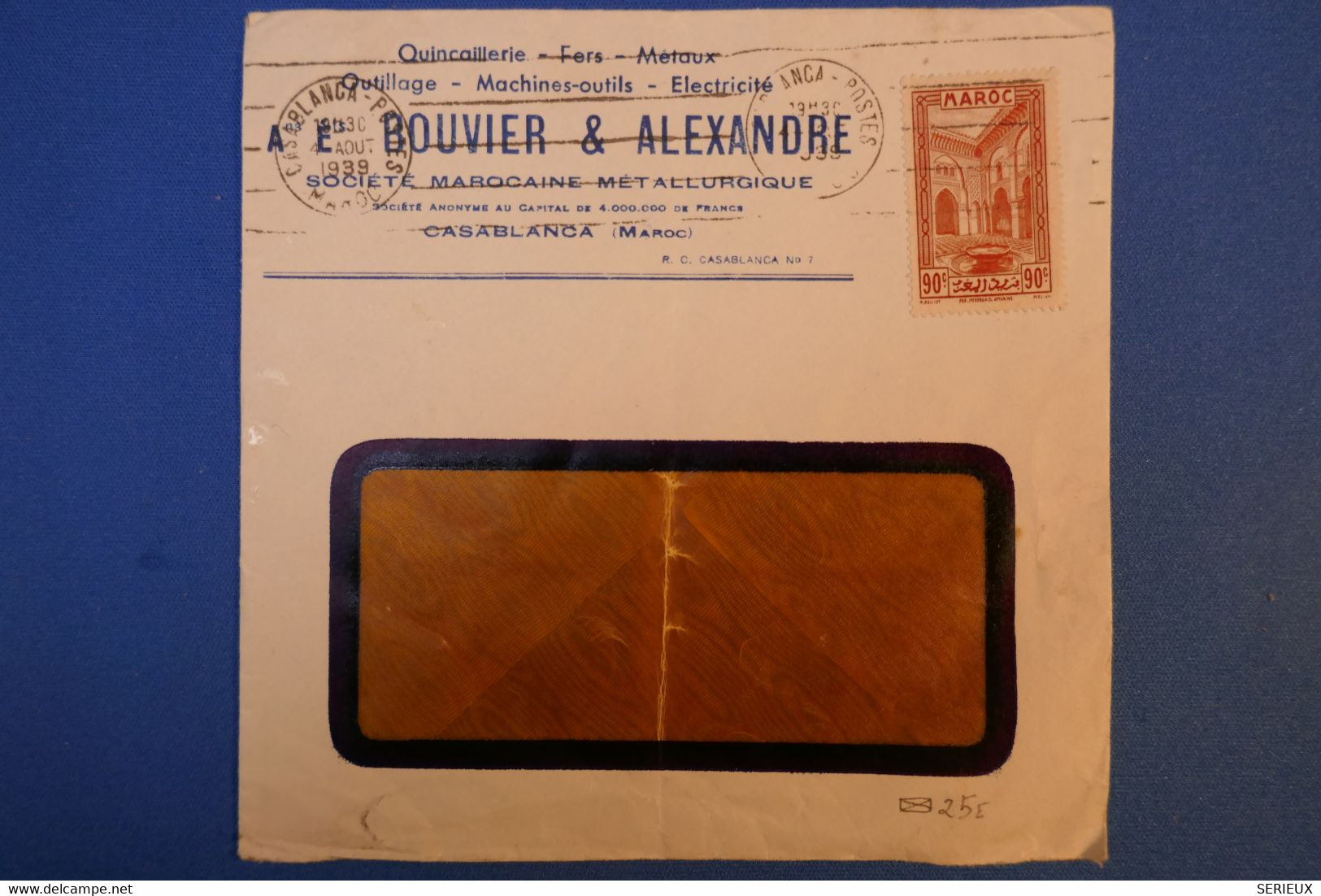 I 3 MAROC BELLE LETTRE A FENETRE 1939 CASABLANCA + AFRANCH INTERESSANT - Cartas & Documentos