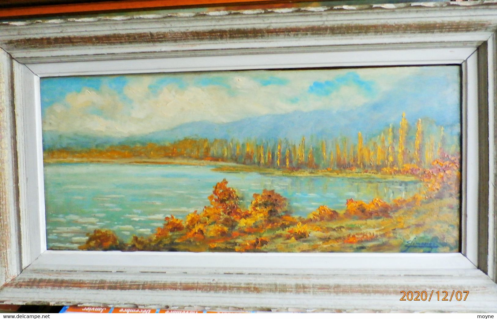 Emile Simonod 1893 - 1977 - Peintre Savoyard - " ENTREE  DE  LA  LEYSSE  AU   LAC  DU  BOURGET" - HUILE SUR PANNEAU - Oelbilder