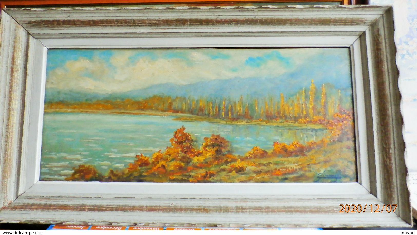 Emile Simonod 1893 - 1977 - Peintre Savoyard - " ENTREE  DE  LA  LEYSSE  AU   LAC  DU  BOURGET" - HUILE SUR PANNEAU - Olii