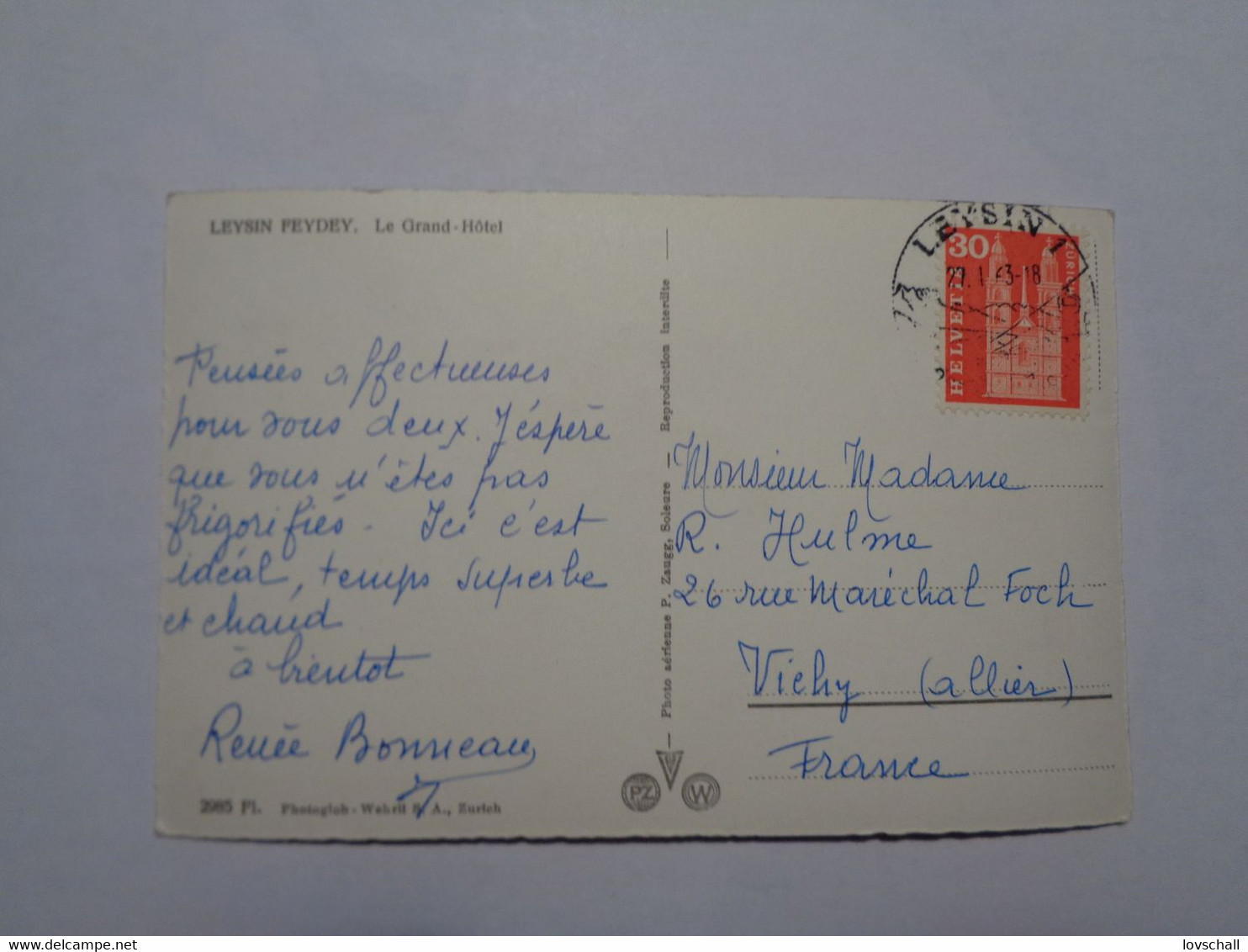 Leysin Feydey. - Le Grand-Hôtel. (27 - 1 - 1963) - Fey