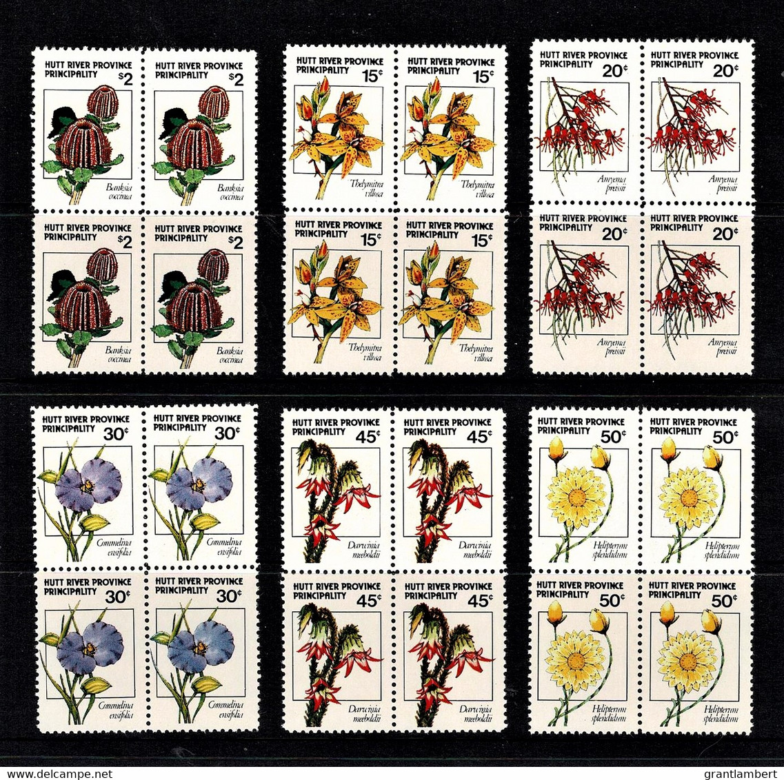 Hutt River Province 1979 Flowers Set As Blocks Of 4 MNH - Cinderella