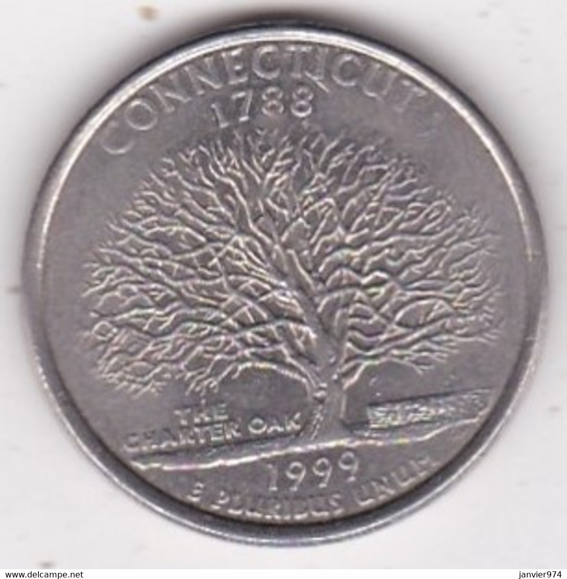 Connecticut Quarter Dollar 1999 P, Georges Washington, Cupronickel KM# 297 - 1999-2009: State Quarters