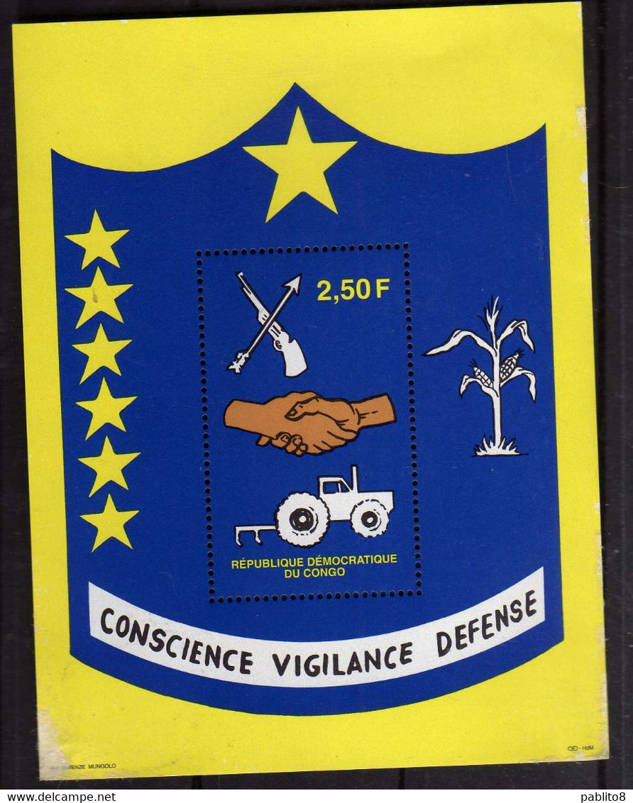 CONGO ZAIRE 1999 DEFENSE OF CONSCIENCE AND SURVEILLANCE VIGILANCE BLOCK SHEET BLOCCO FOGLIETTO BLOC FEUILLET 2.50f MNH - Andere & Zonder Classificatie