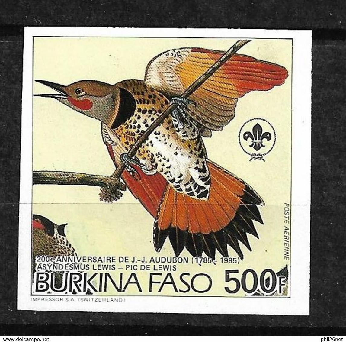 Burkina Poste Aérienne  N°288  Pic De Lewis   Non Dentelé   Neuf  * * TB MNH /VF    - Picchio & Uccelli Scalatori