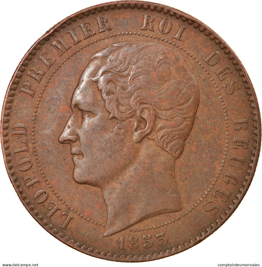 Monnaie, Belgique, 10 Centimes, 1853, TTB, Cuivre, KM:1.1 - 10 Centimes