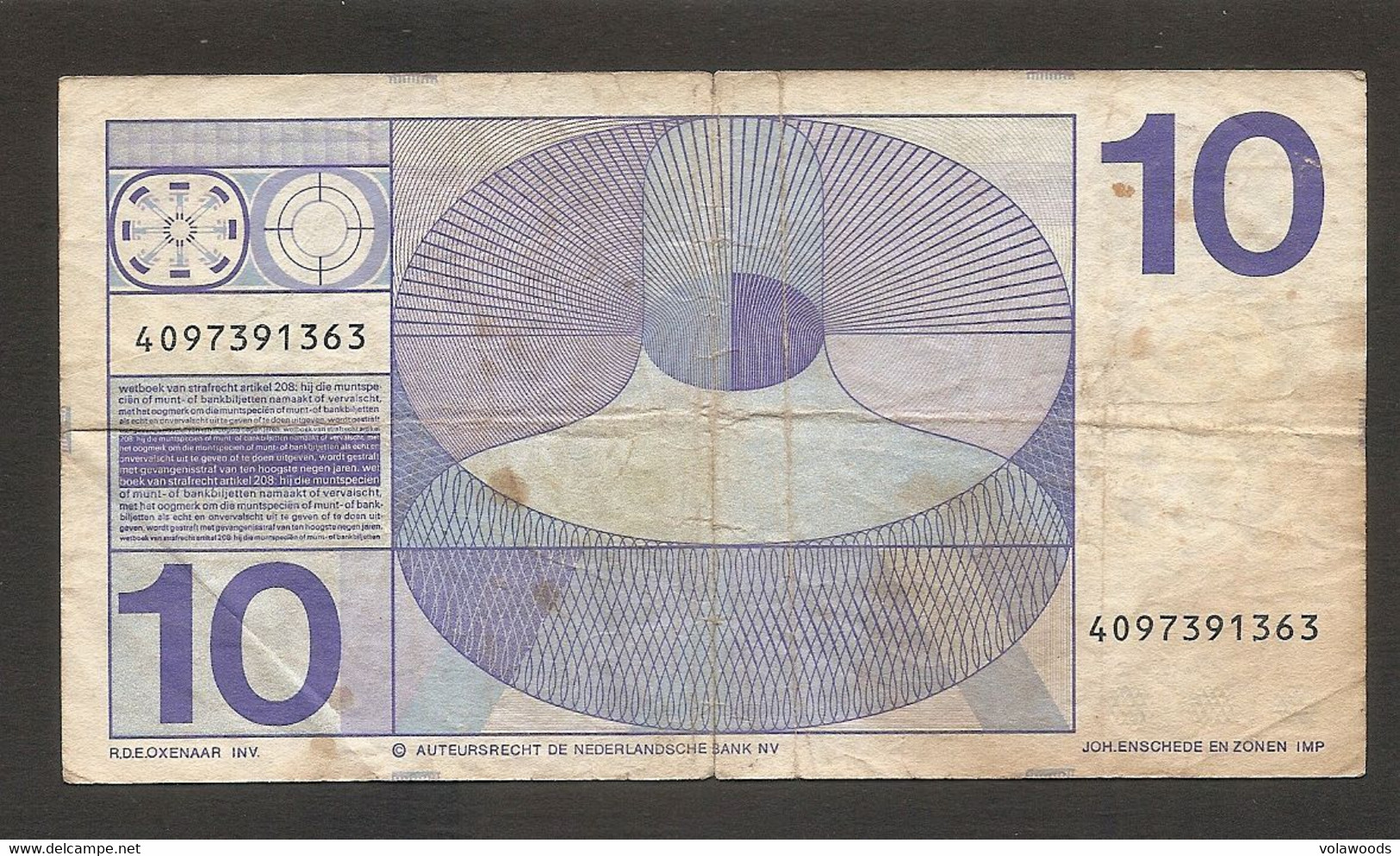 Paesi Bassi -  Banconota Circolata Da 10 Fiorini P-91b - 1968 #19 - 10 Florín Holandés (gulden)