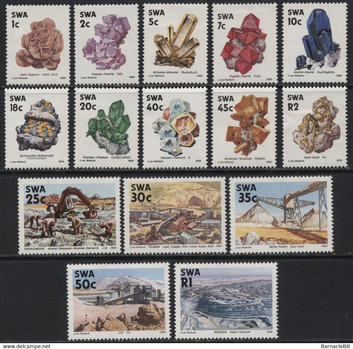 South West Africa (01) 1989 Minerals Set. Mint. Hinged, - Sonstige & Ohne Zuordnung