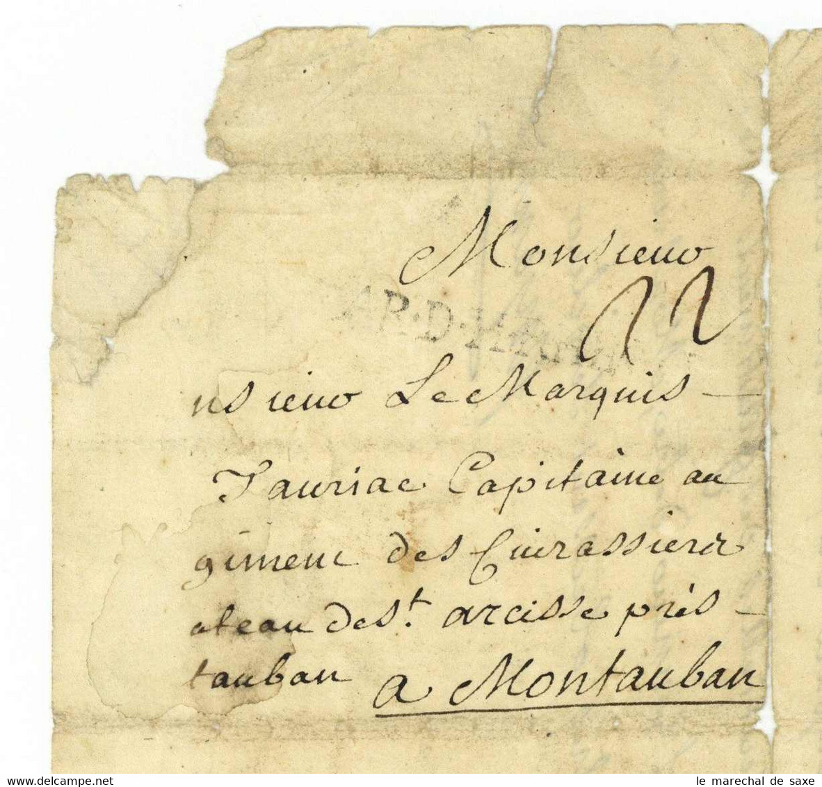 AR.D.H.RHIN.D (1761-1762) Guerre De Sept Ans Marquis De POYANNE (general) Marque D'armee - Army Postmarks (before 1900)