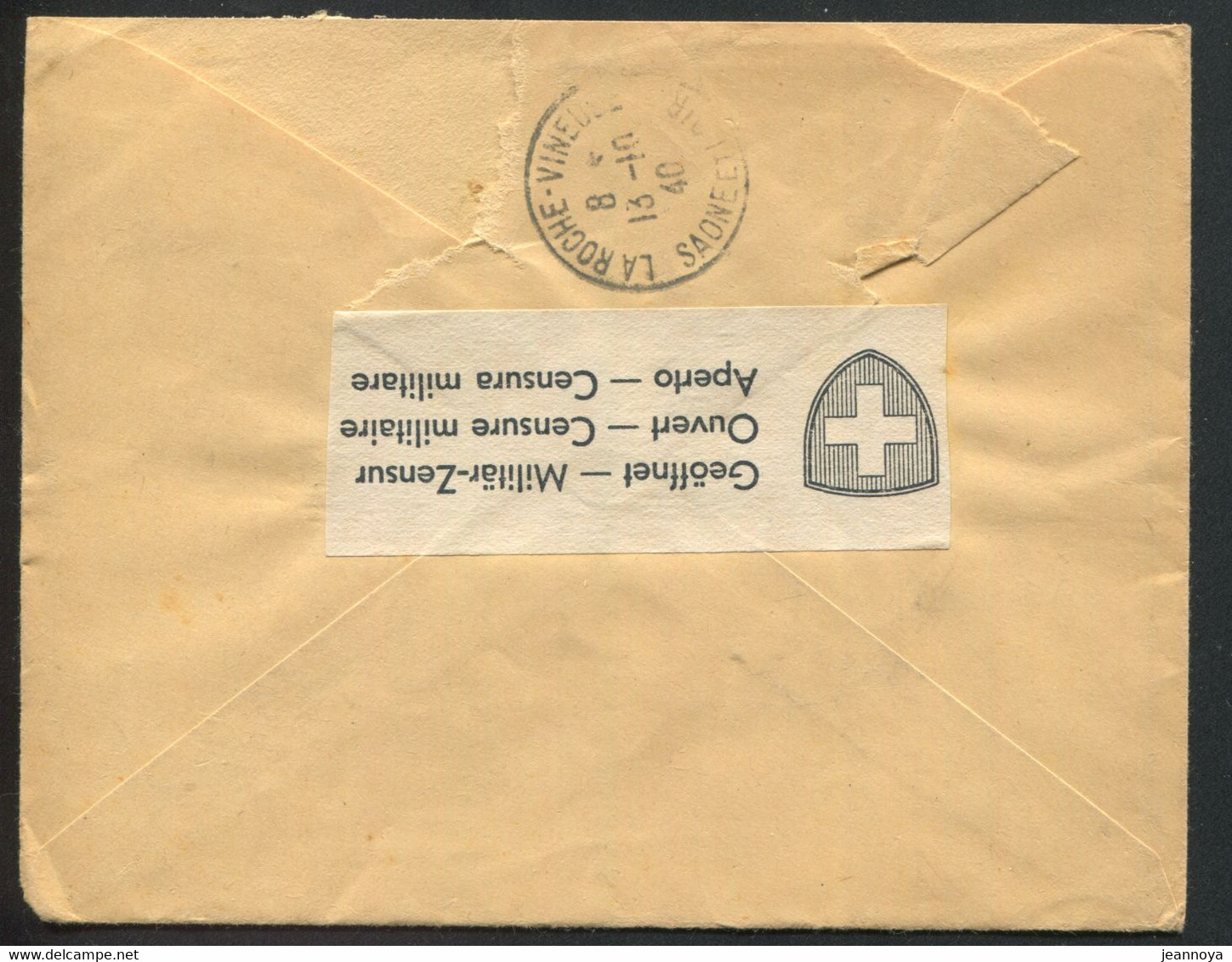 SUISSE - LETTRE OBL. " CAMP MILITAIRE D'INTERNEMENT / FRANC DE PORT / DEGERSHEIM / SUISSE " EN 1940 - TB - Postmarks