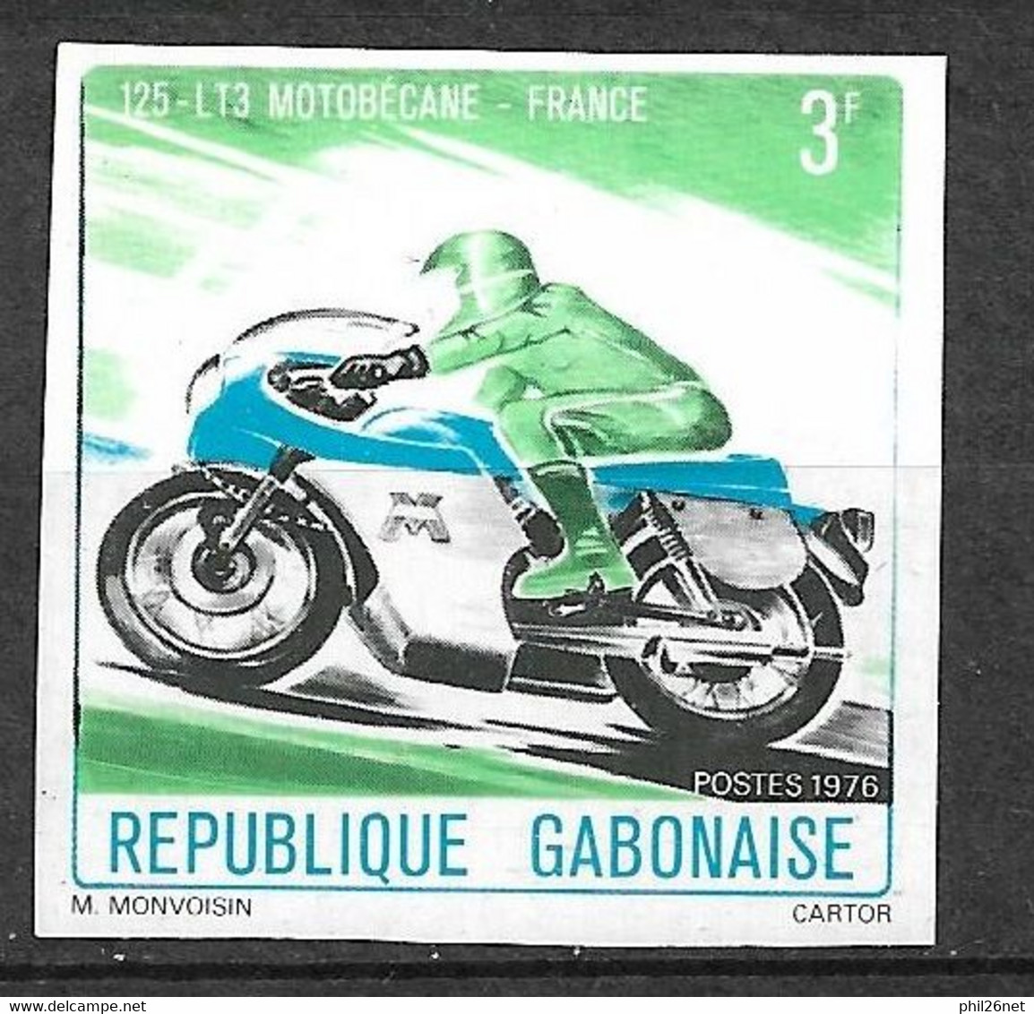 Gabon  N° 360 Moto Motobécane 125 LT3   Non Dentelé  Neuf ( * )  TB    - Motos