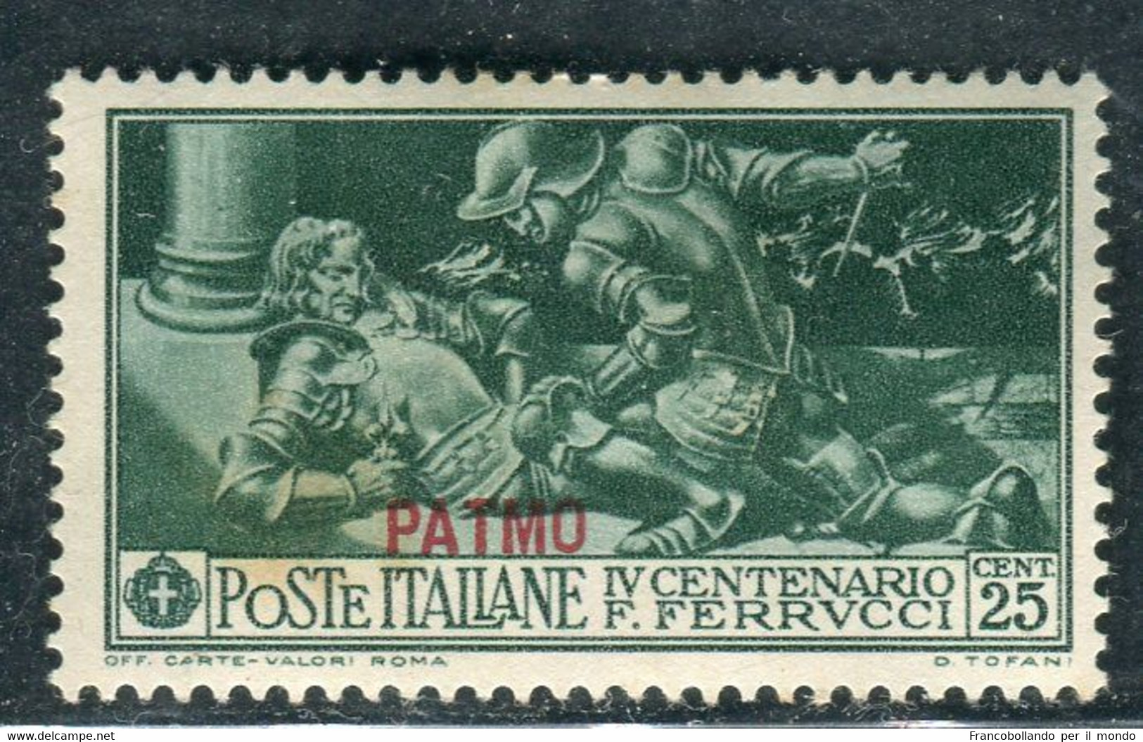 1930 Egeo Isole Patmo 25 Cent Serie Ferrucci MH Sassone 13 - Egeo (Patmo)