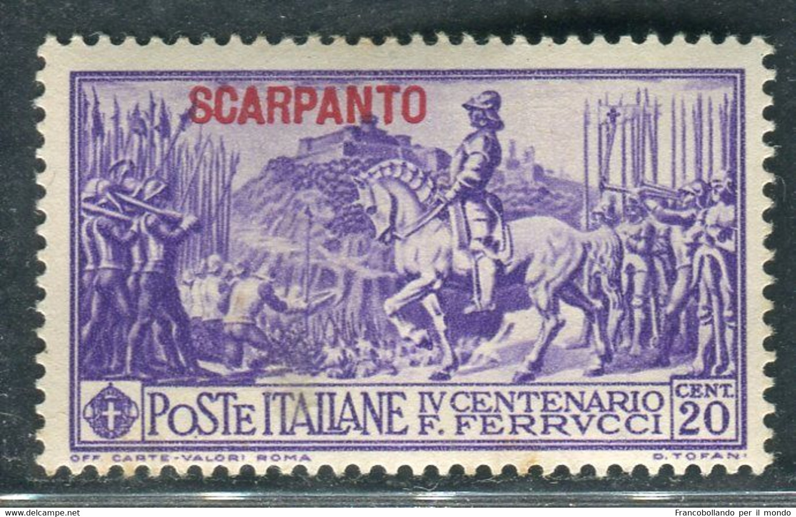 1930 Egeo Isole Scarpanto 20 Cent Serie Ferrucci MH Sassone 12 - Egeo (Scarpanto)