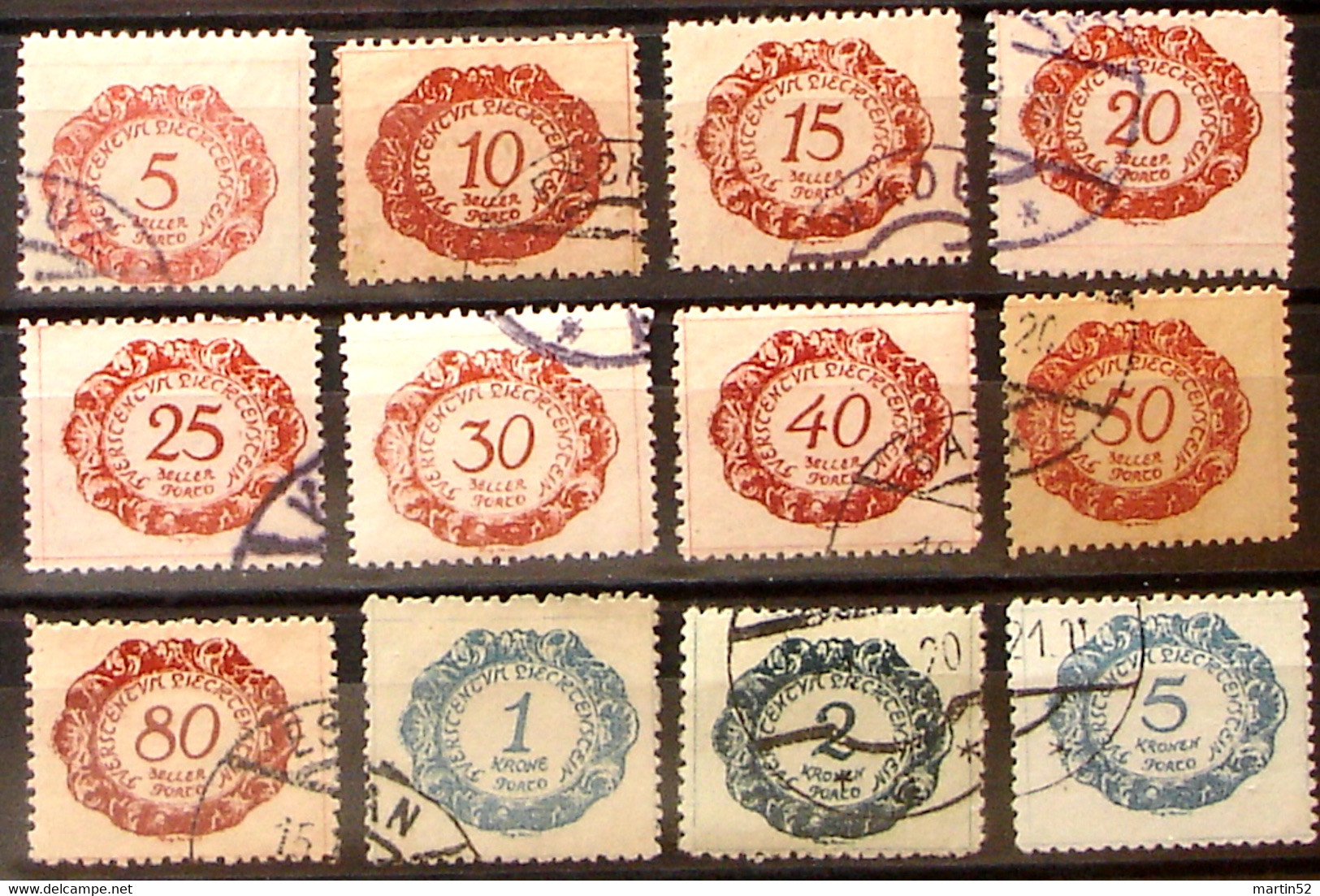 Liechtenstein 1920:  Porto Nr.1-12  In Kronen-Währung Gestempelt Obliterée Used  (Zumstein CHF 9.50) - Taxe