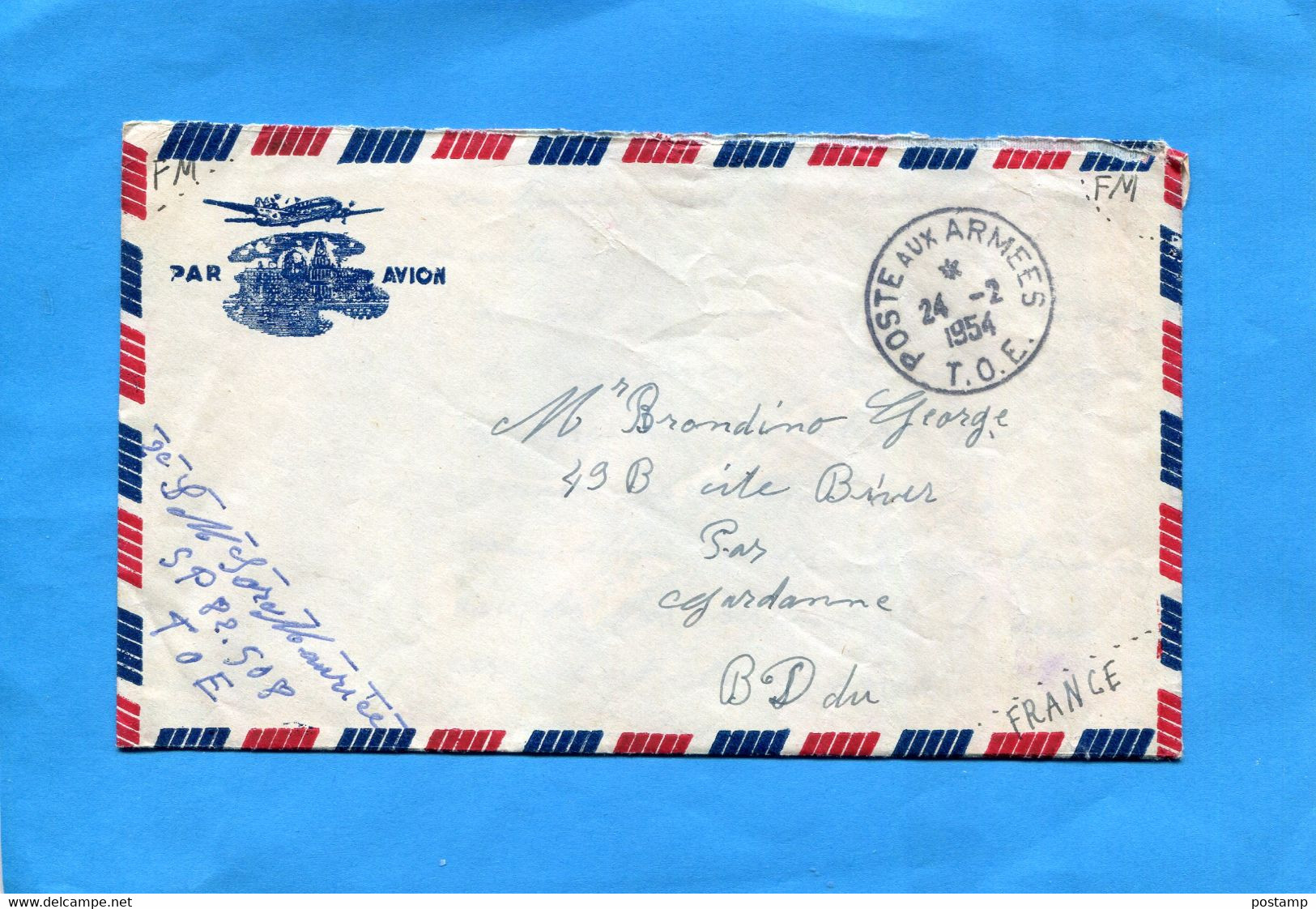 MARCOPHILIE Guerre D'indochine-lettre Cad Poste Aux Armées1954 T O E-expédiée Par SP82508 - Vietnamkrieg/Indochinakrieg