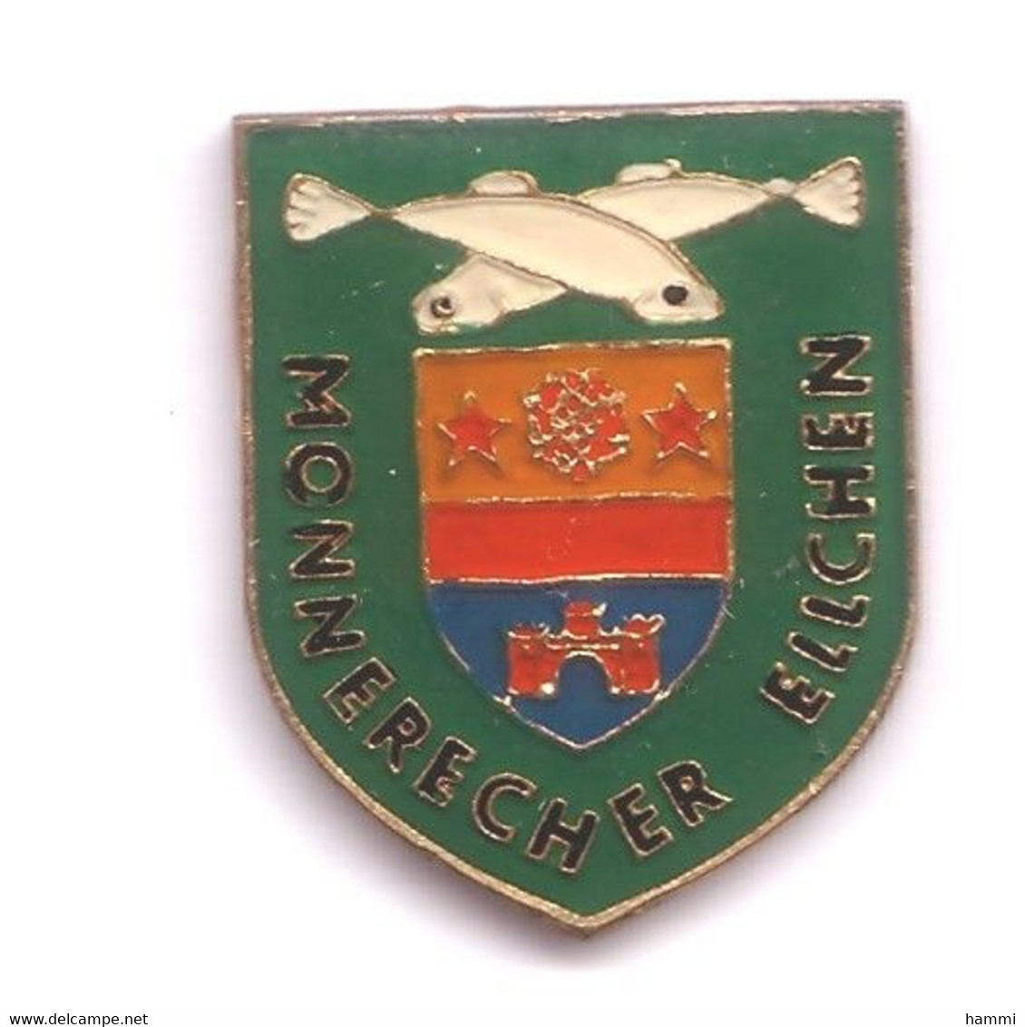 B301 Pin's Poisson Pêche Monnerecher Ellchen Luxembourg écusson Blason Armoiries Achat Immédiat Immédiat - Steden