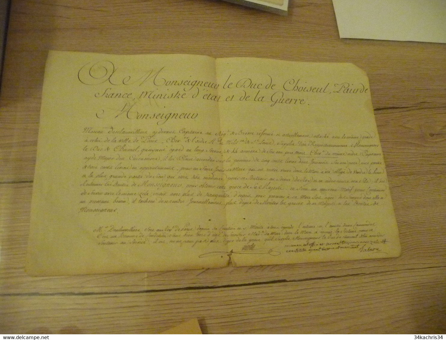 Moreau Desclainvilliers Exposé De Ses Titres Capitaine Régiment De Bresse Vers 1760 Ordre De Saint Louis - Dokumente