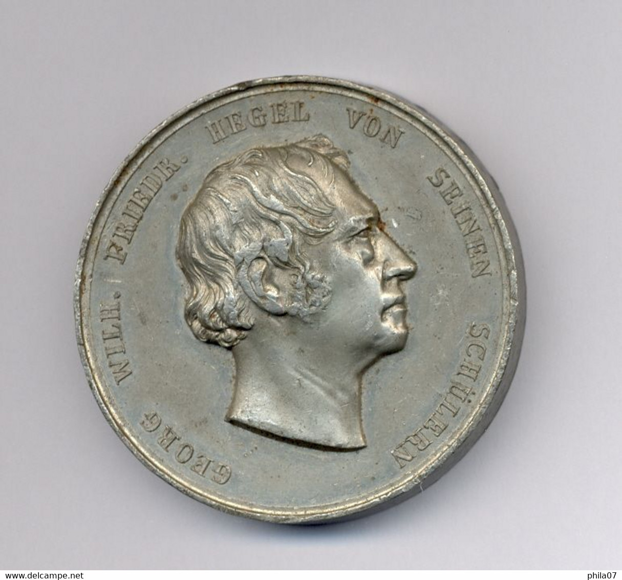 GERMANY, Georg Wilhelm Friedrich Hegel, From His Pupils, Medal 1830 Year, Diameter 48 Mm, 70 Gram - Andere & Zonder Classificatie