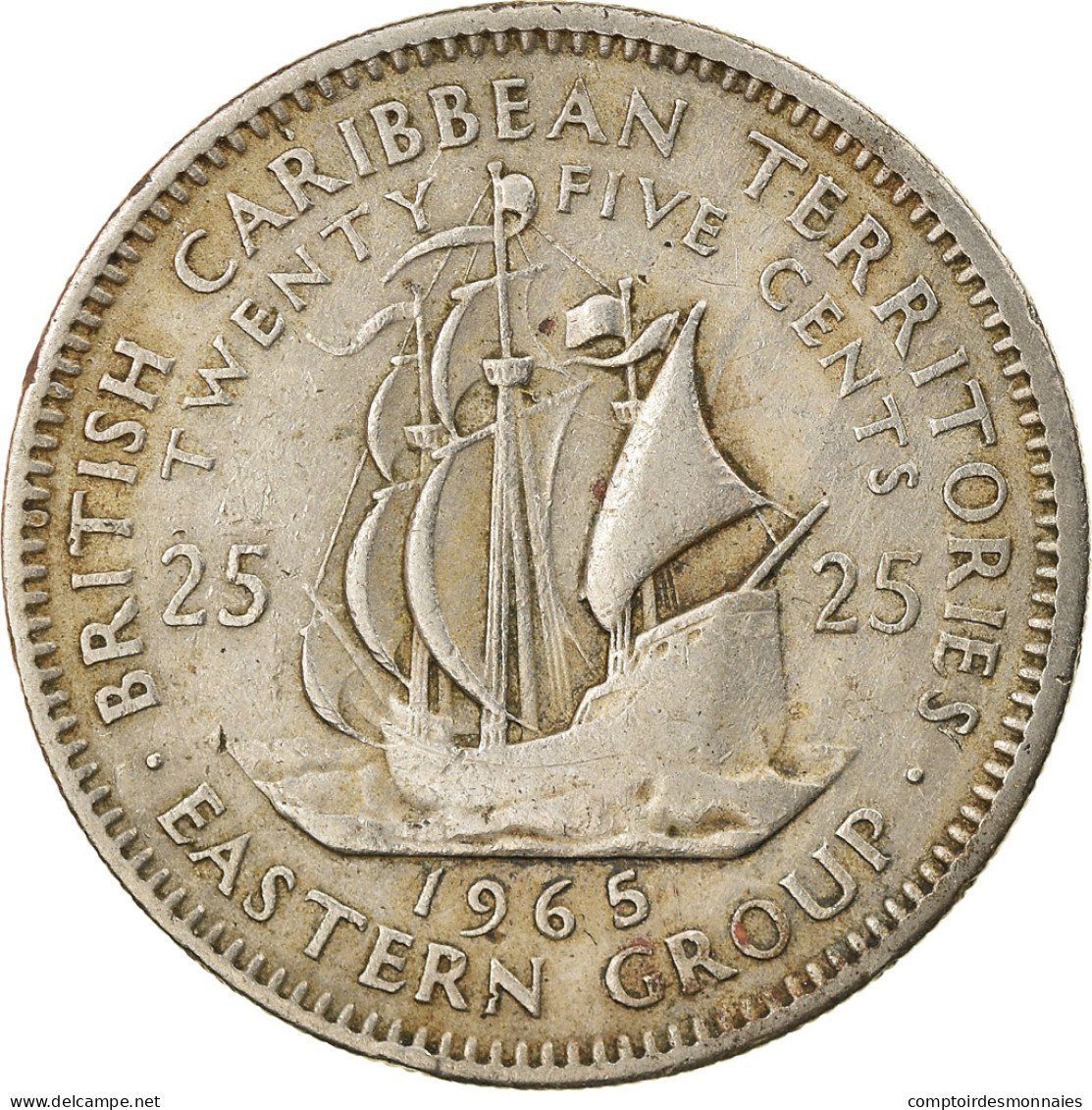 Monnaie, Etats Des Caraibes Orientales, Elizabeth II, 25 Cents, 1965, TTB - Caribe Oriental (Territorios Del)