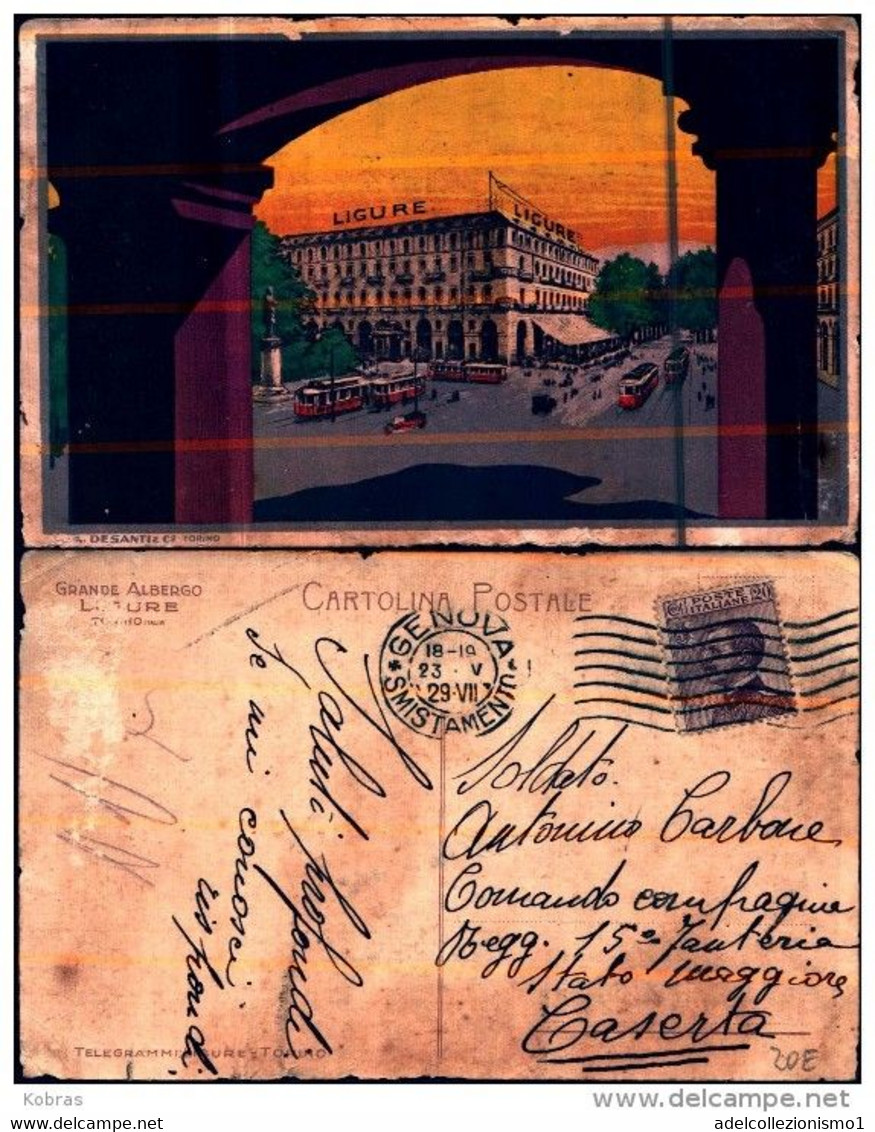 26685) Cartolina Di Torino - Gran Albergo Ligure Disegnata Da A. Desanti C2 - Viaggiata Il 23/5/1929 - Bares, Hoteles Y Restaurantes
