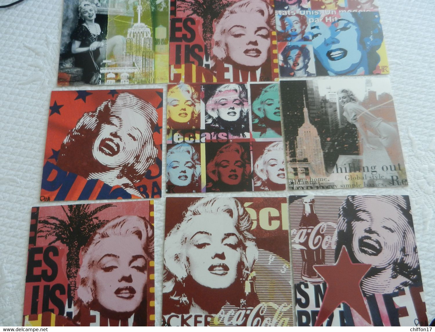 Lot 9 Cartes MARILYN MONROE   Pop Art - Mujeres