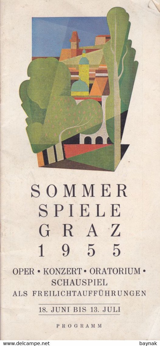 GRAZ, AUSTRIA  --  SOMMER SPIELE GRAZ, 1955  --  OPERA,  KONZERT, ORATORIUM  --  34 PAGES  --  20,5 Cm X 10 Cm - Programmes