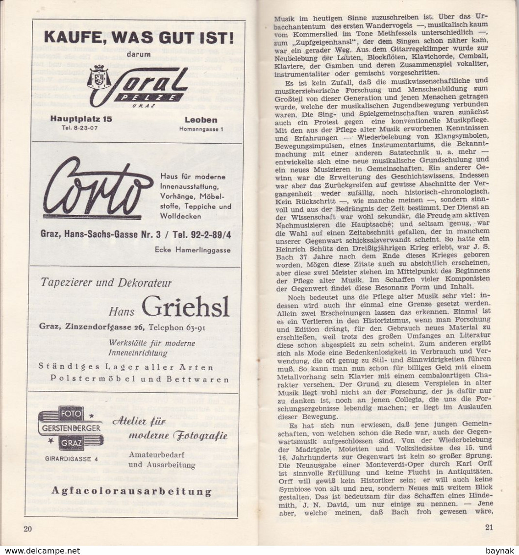 GRAZ, AUSTRIA  --  SOMMER SPIELE GRAZ, 1955  --  OPERA,  KONZERT, ORATORIUM  --  34 PAGES  --  20,5 cm X 10 cm