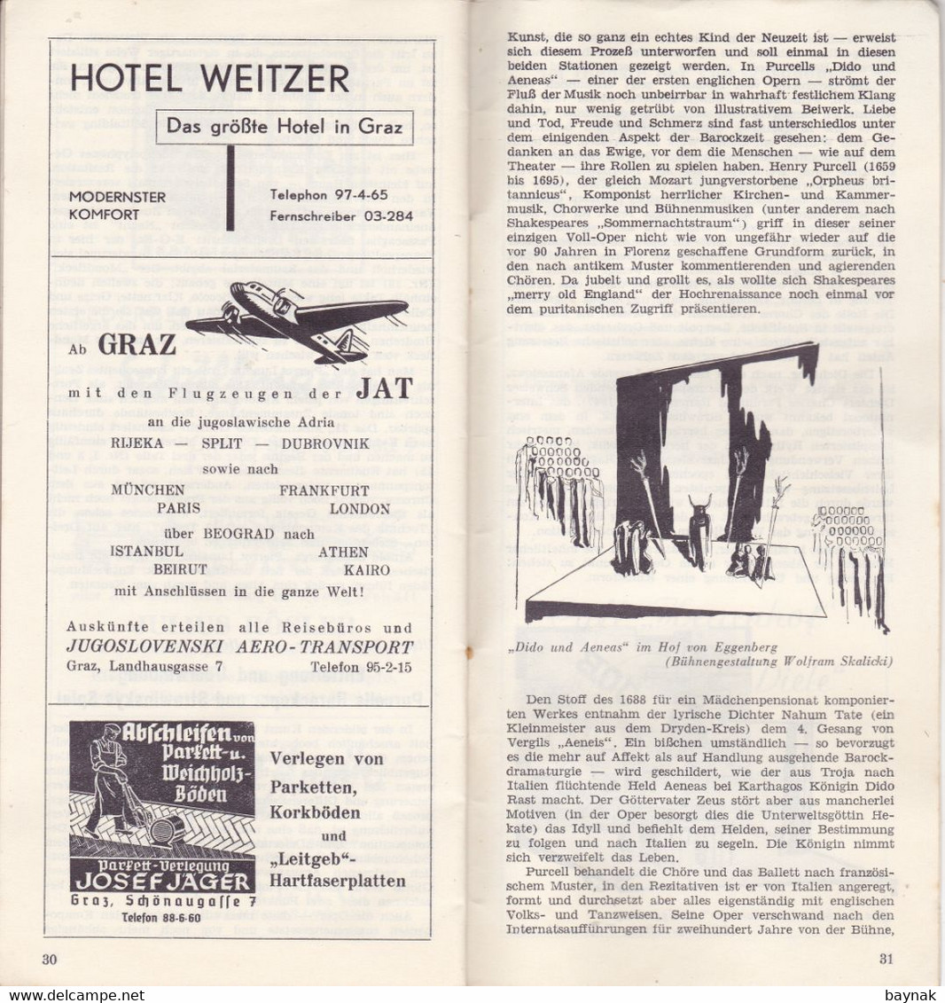 GRAZ, AUSTRIA  --  SOMMER SPIELE GRAZ, 1955  --  OPERA,  KONZERT, ORATORIUM  --  34 PAGES  --  20,5 cm X 10 cm