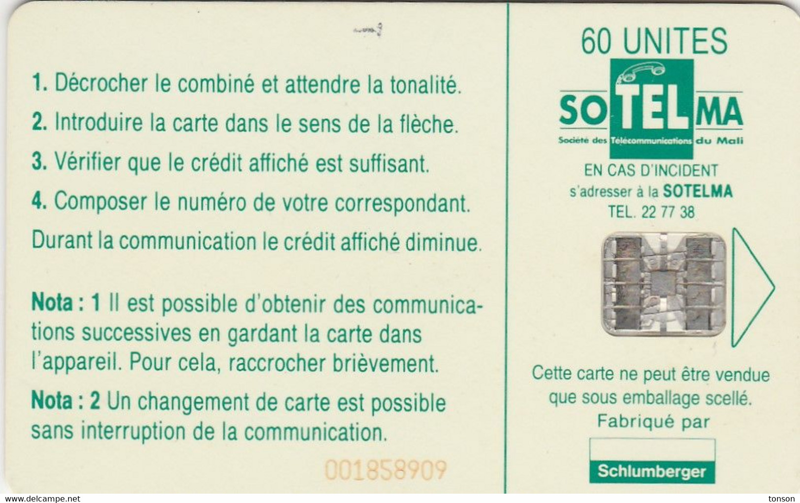 Mali, MAL-22, 60 Units Djenne, 2 Scans. - Malí