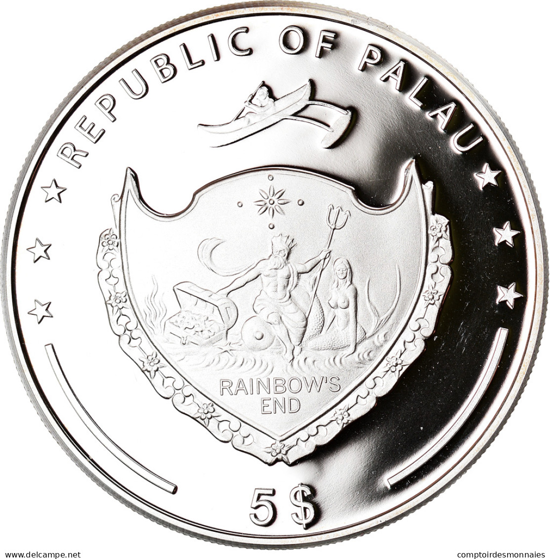 Monnaie, Palau, Fall Of The Wall, 5 Dollars, 2009, FDC, Argent, KM:202 - Palau