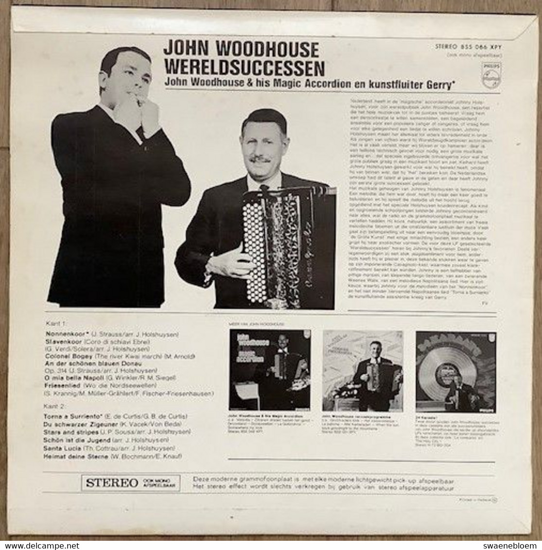 LP.- JOHN WOODHOUSE SOUVENIRS. JOHN WOODHOUSE & HIS MAGIC ACCORDION En Kunstfluiter Gerry. - Compilations