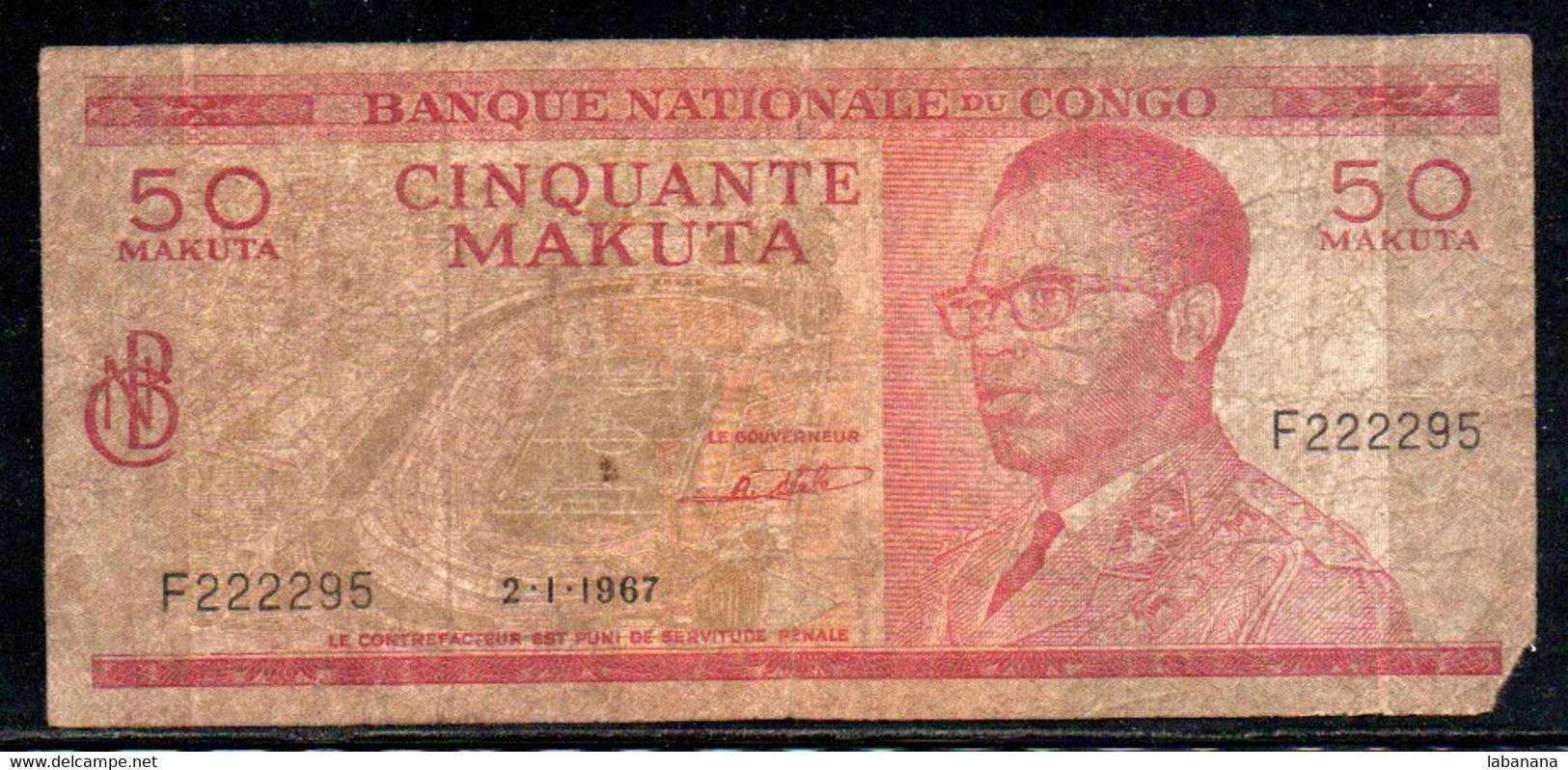 619-Congo Billet De 50 Makuta 1967 F222 - República Democrática Del Congo & Zaire