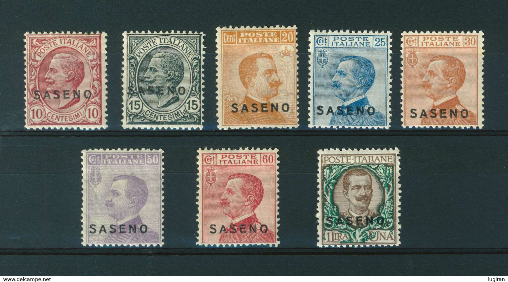 FILATELIA - SASENO - ANNO 1923 - UNICA EMISSIONE N° 1/8 NUOVI GOMMA ORIGINALE INTEGRA ** MNH - Saseno