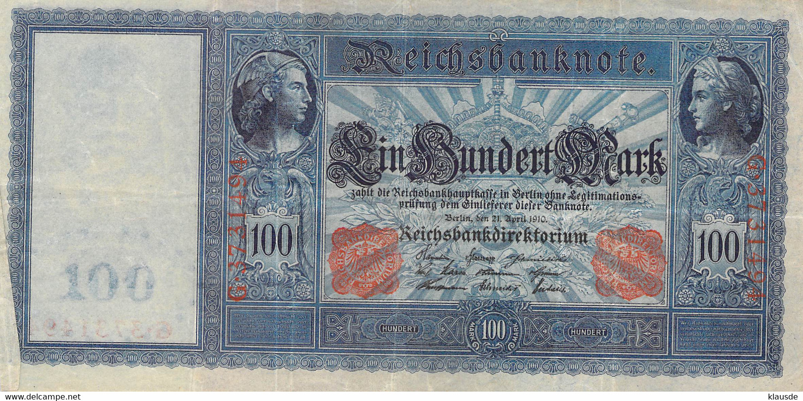 100 Mark Reichsbanknote VG/G (IV) - 100 Mark