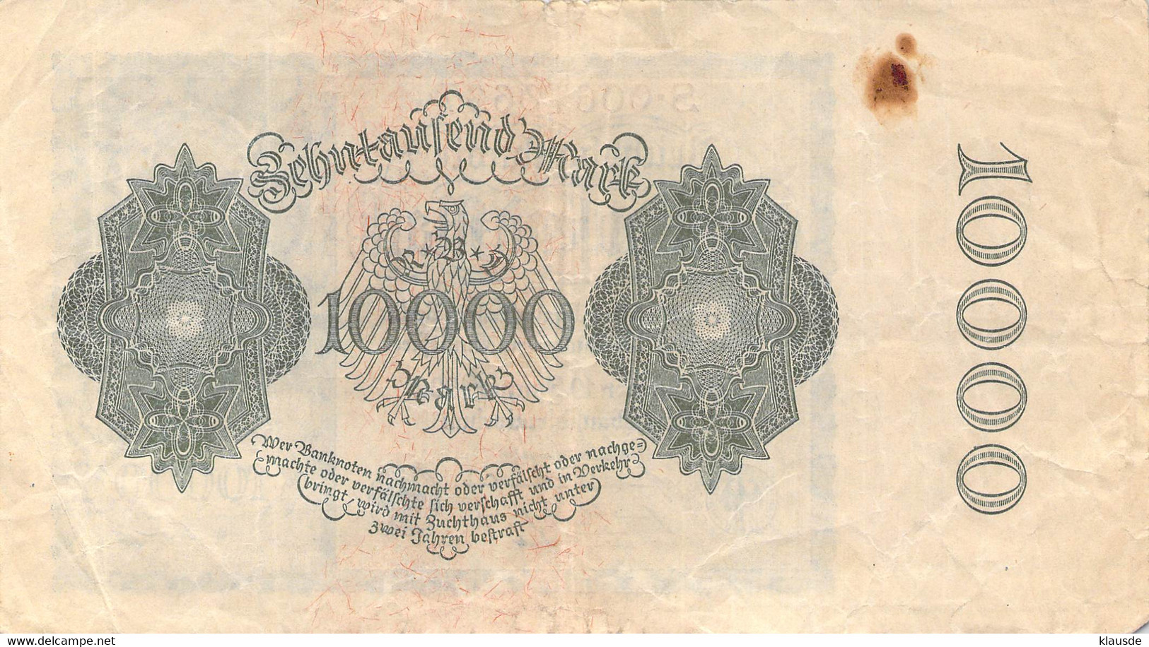 10.000 Mark Reichsbanknote VF/F (III) - 10.000 Mark