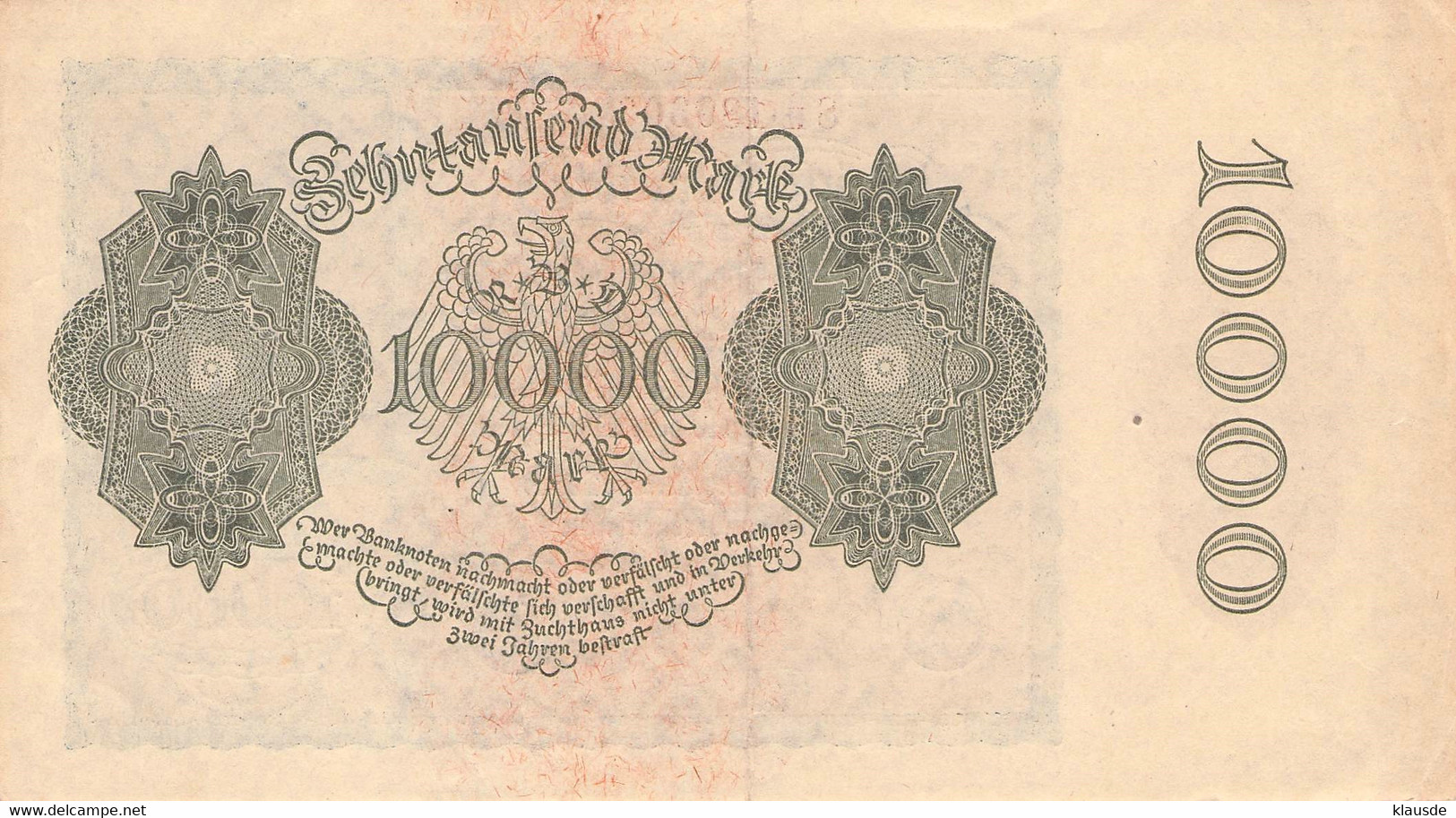 10.000 Mark Reichsbanknote VF/F (III) - 10.000 Mark