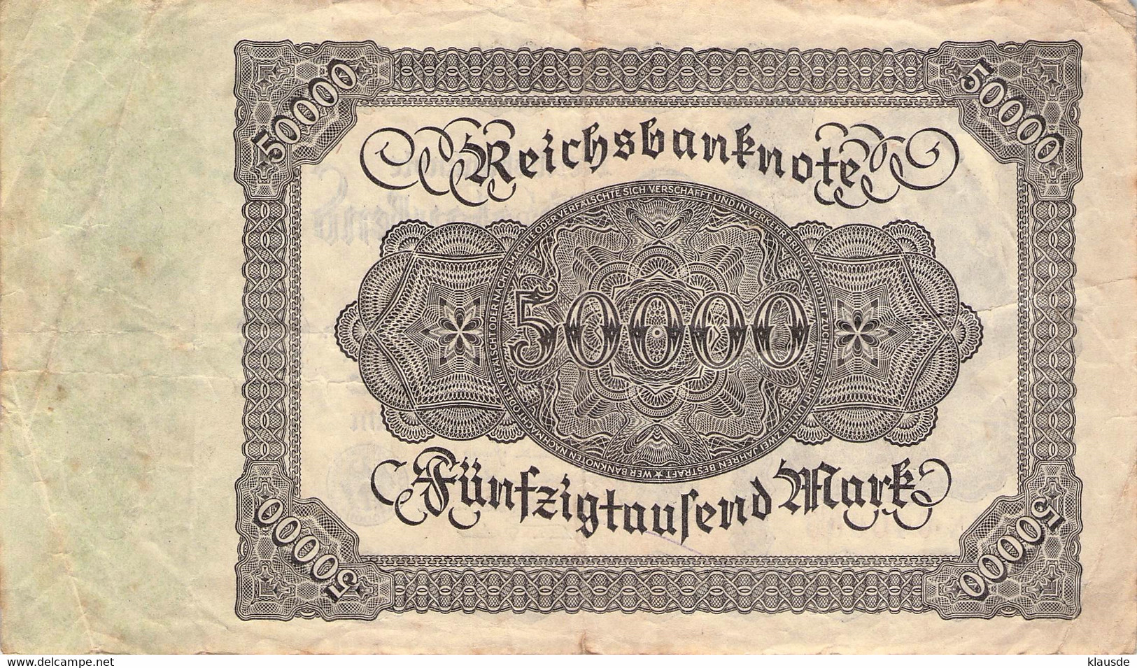 50.000 Mark Reichsbanknote VF/F (III) - 50000 Mark