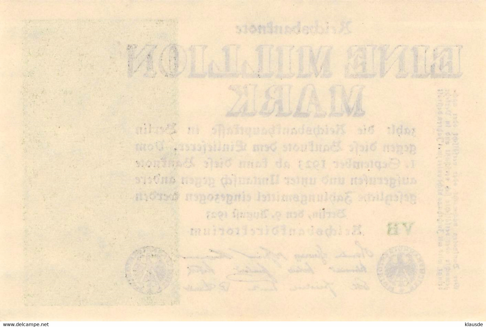 1 Mio Mark Reichsbanknote 1923 AU/EF (II) - 1 Mio. Mark