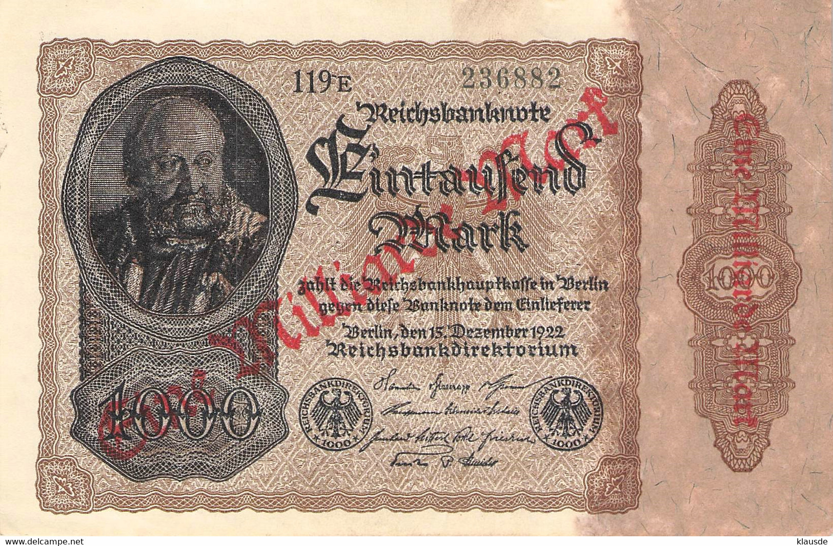 1 Mrd Mark Reichsbanknote 1922 AU/EF (II) - 1 Milliarde Mark