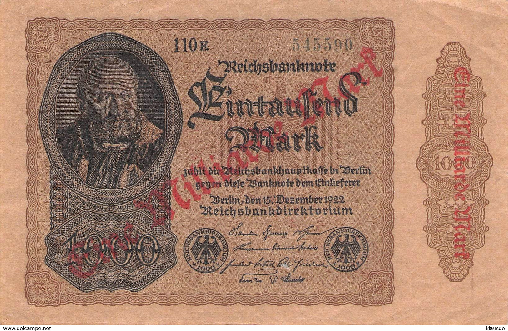 1 Mrd Mark Reichsbanknote 1922 AU/EF (II) - 1 Milliarde Mark