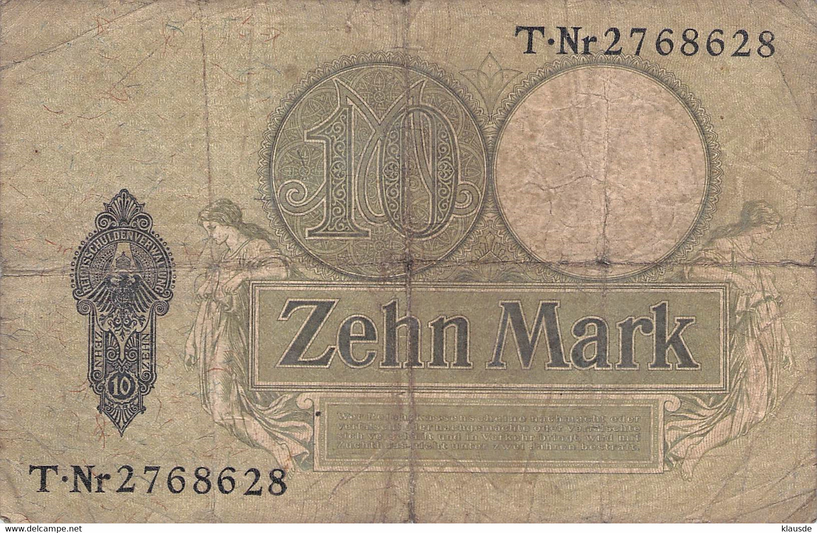 10 Mark Reichsbanknote 1906 VG/G (IV) - 10 Mark