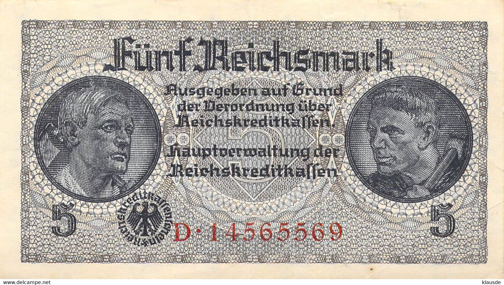 5 Mark Reichsbanknote UNC (I) Ohne Datum Deutsche Besetzung - 2° Guerre Mondiale