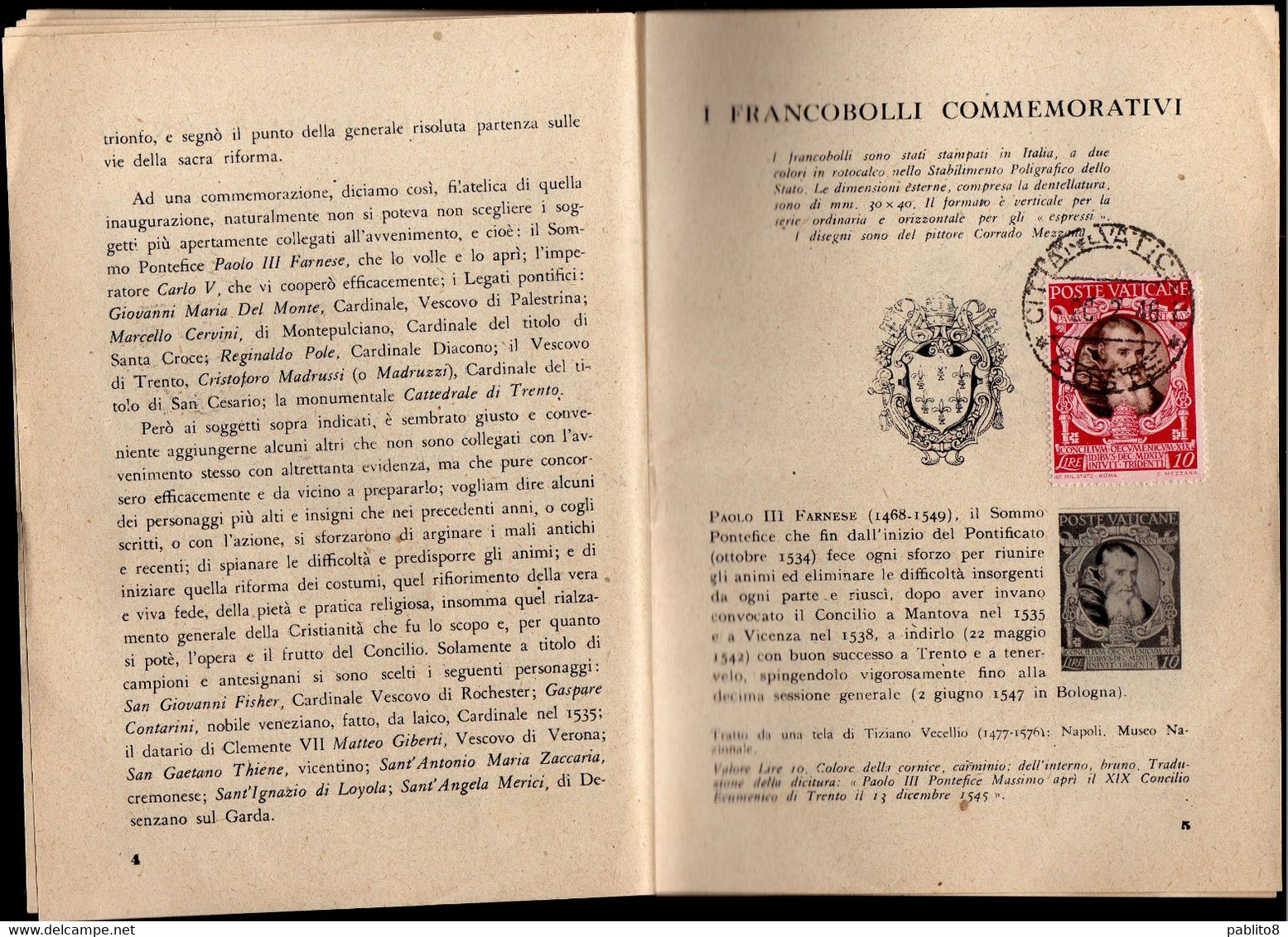 CITTÀ VATICANO VATICAN VATIKAN 20.2.1946 BOLLETTINO UFFICIALE CONCILIO DI TRENTO SERIE COVER FDC BOOKLET LIBRETTO CARNET - Libretti