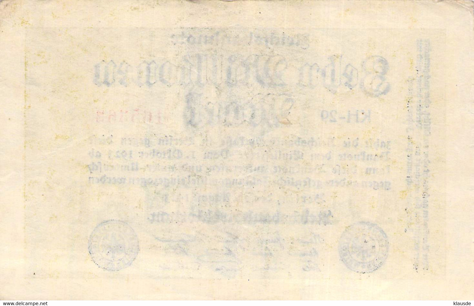 10 Mio Mark Reichsbanknote VF/F (III) - 10 Mio. Mark