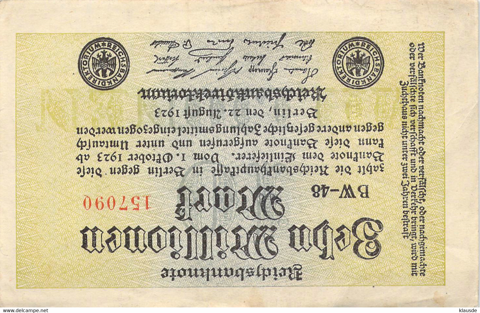 10 Mio Mark Reichsbanknote VF/F (III) - 10 Millionen Mark