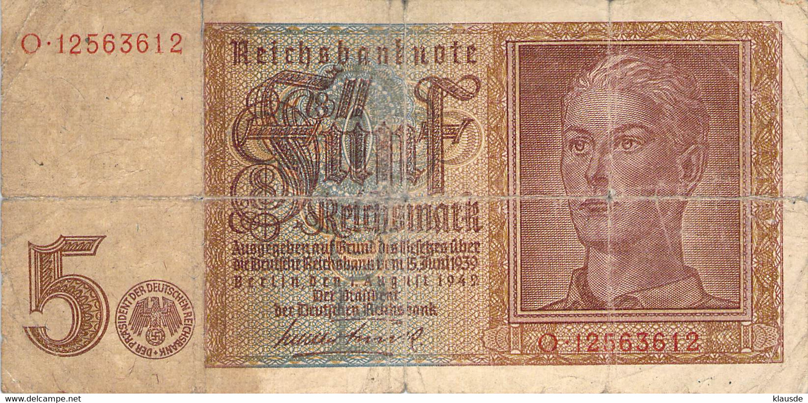 5 Reichsmark 1942 VF/F (III) - 5 Reichsmark