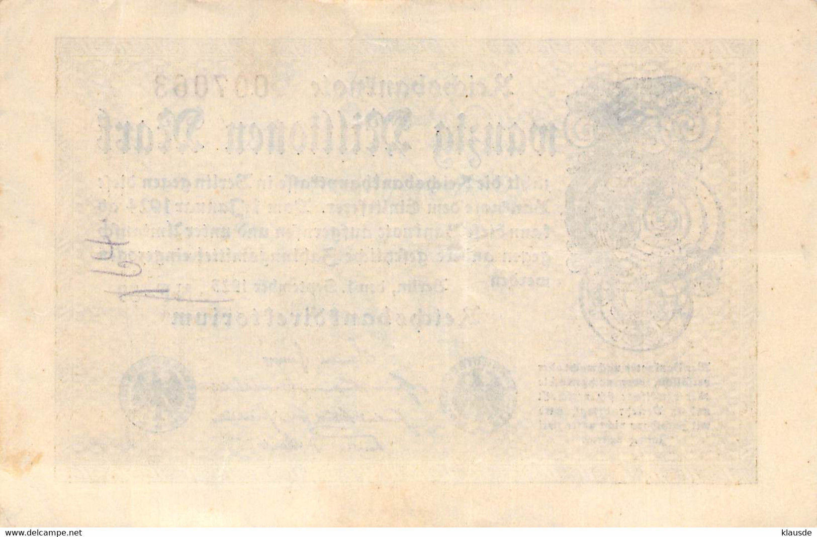 20 Mio Mark Reichsbanknote AU/EF (II) - 20 Miljoen Mark