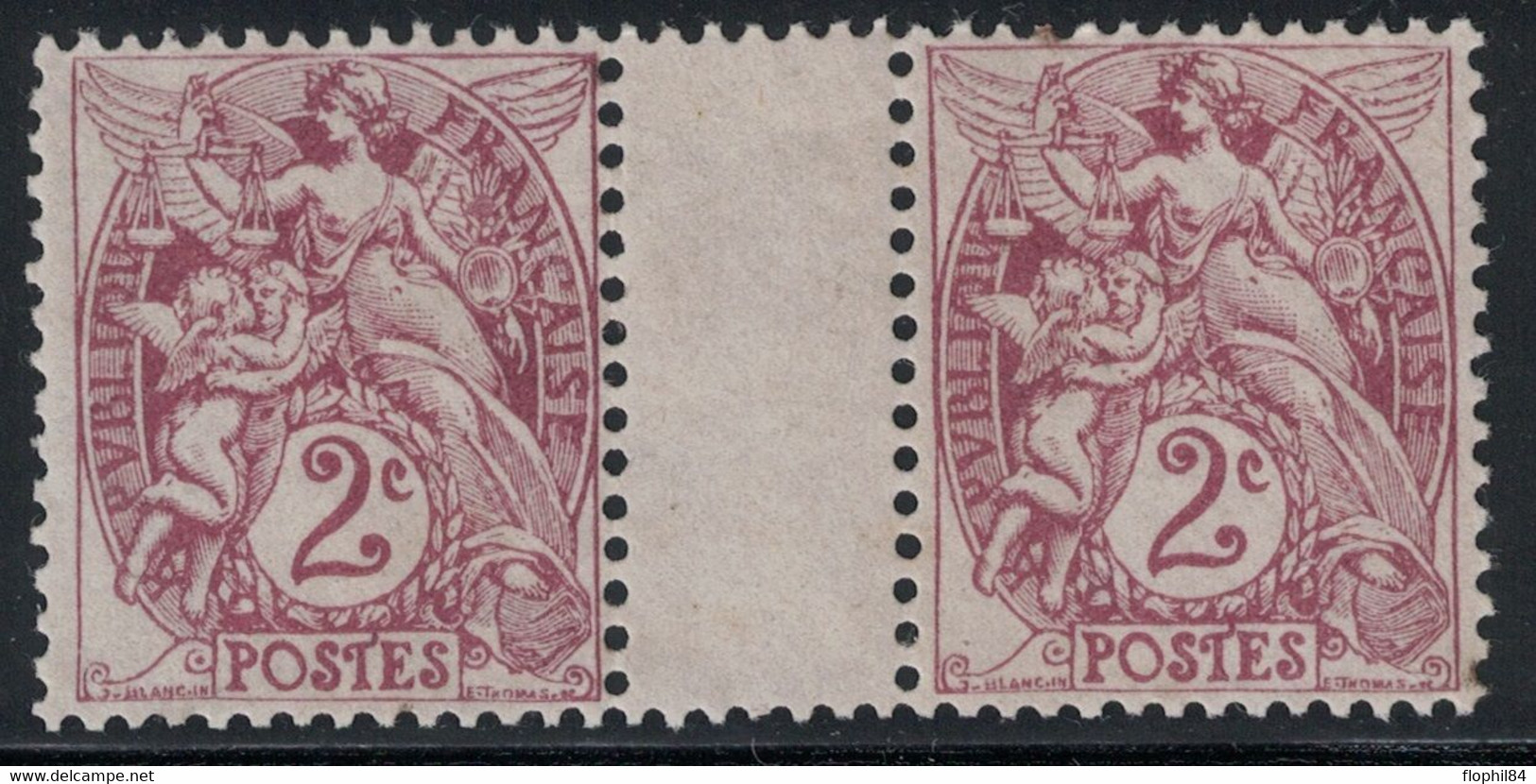 TYPE BLANC - N°108 - 2c EN PAIRE SANS MILLESIME AVEC PONT - SANS TRACE DE CHARNIERE. - Millesimi