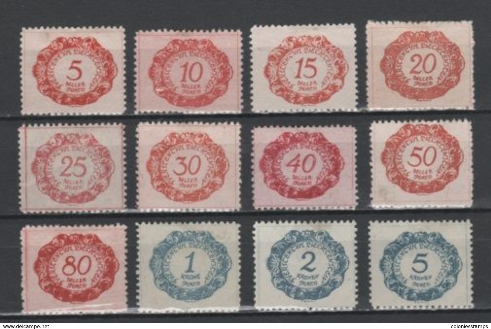 (S0163) LIECHTENSTEIN, 1920 (Postage Due Stamps). Complete Set. Mi ## P1-P12. Mint Hinged* - Segnatasse