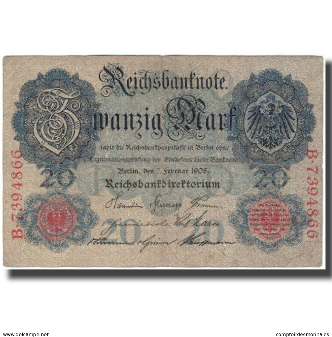 Billet, Allemagne, 20 Mark, 1908, KM:31, TB - 20 Mark