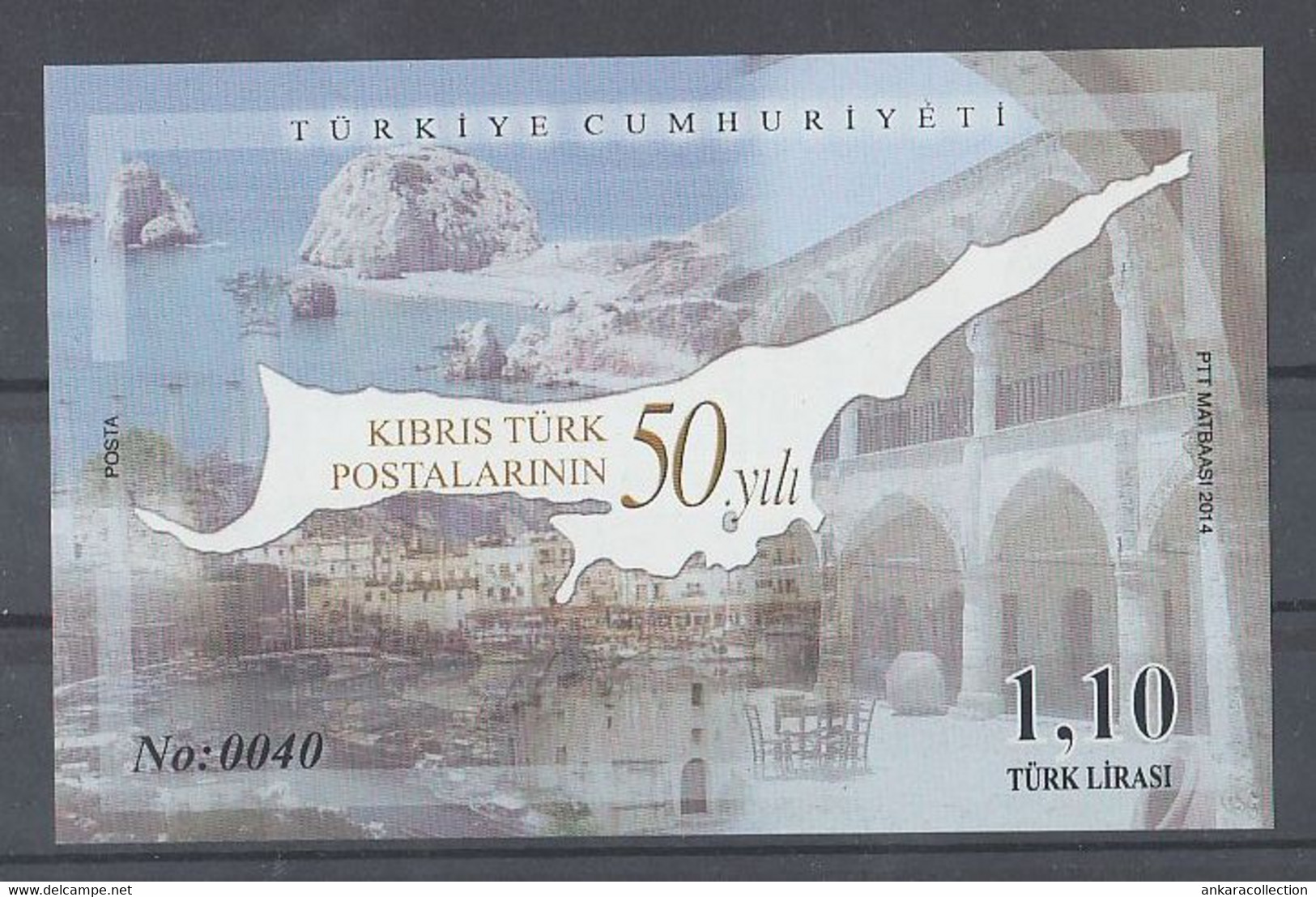 AC - TURKEY STAMP - 50th YEAR OF CYPRUS TURK POSTS MNH NUMBERED BLOCK ANKARA 06 JANUARY 2014 - Markenheftchen